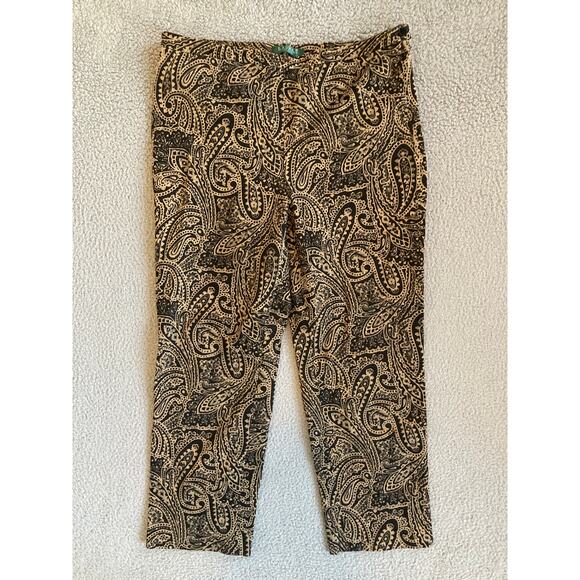 Lauren by Ralph Lauren Pants - Lauren Ralph Lauren Pants 14P Large Petite Paisley Chino Stretch Straight Flat